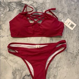 Never worn! Wine red Cupshe bikini